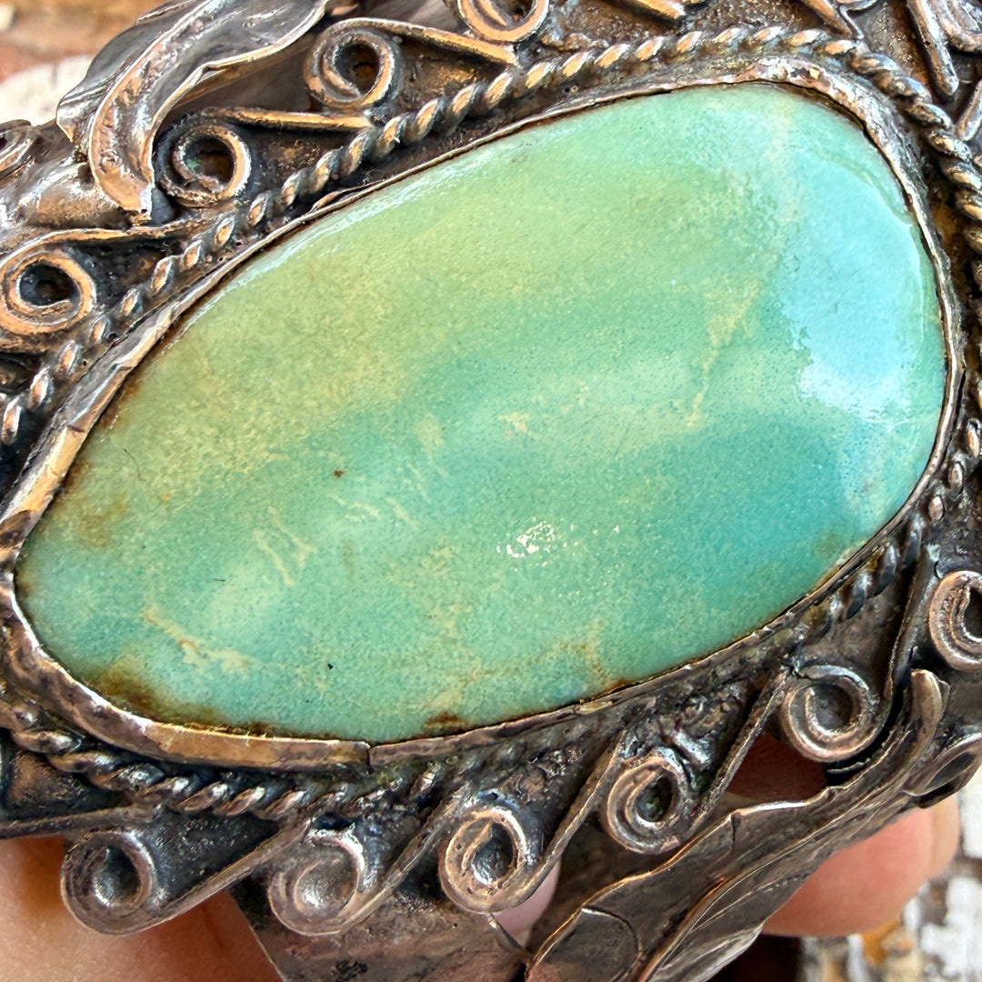 Huge & Early Navajo Turquoise Cuff Bracelet Sterling Silver