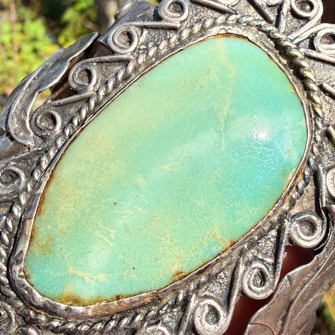 Huge & Early Navajo Turquoise Cuff Bracelet Sterling Silver