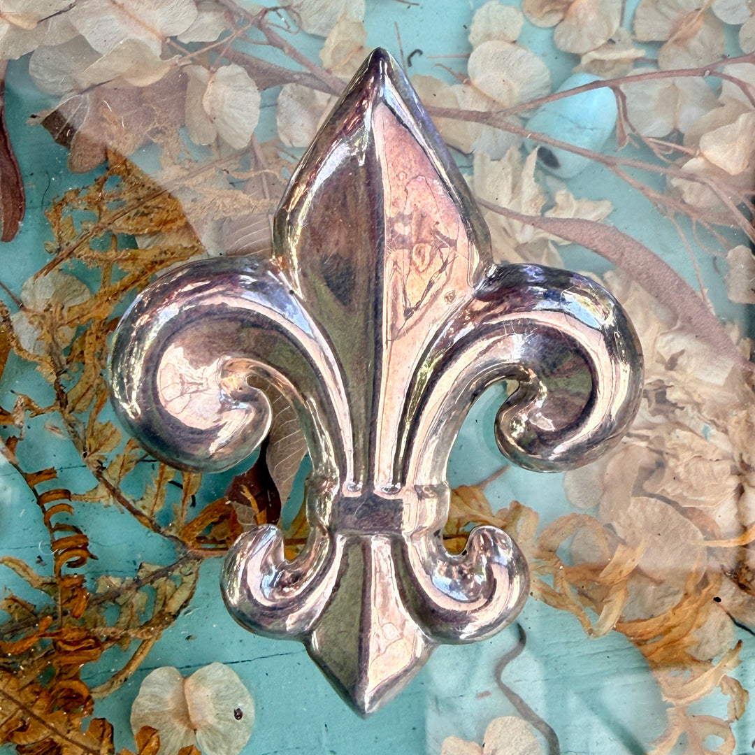 Large Sterling Silver Fleur Di Lis Pendant Pin Brooch