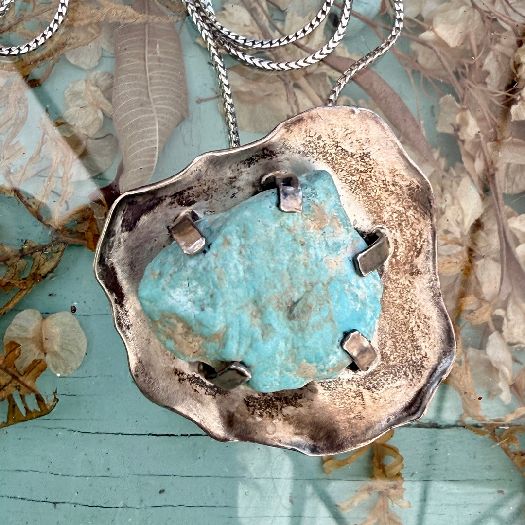 Vintage Sterling Silver Cripple Creek Turquoise Necklace