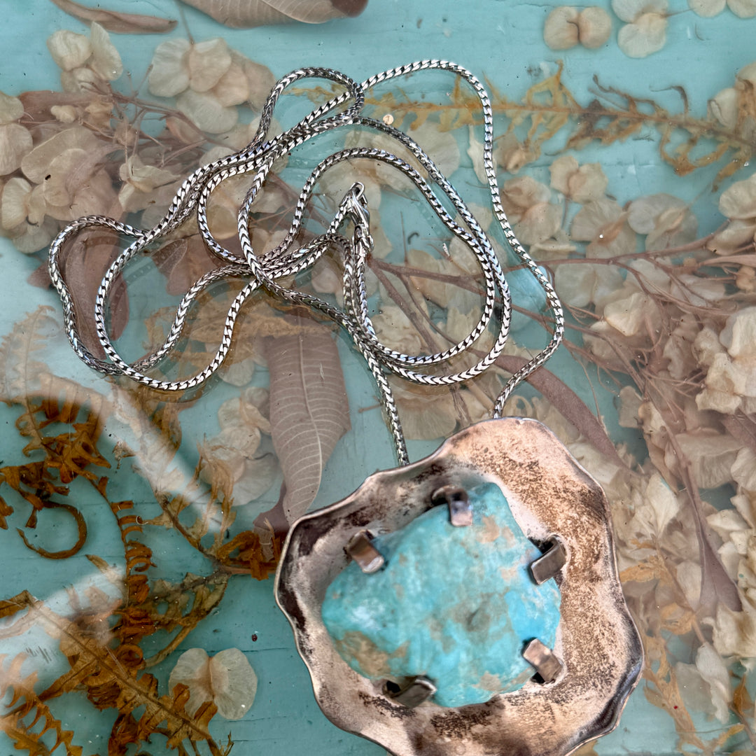 Vintage Sterling Silver Cripple Creek Turquoise Necklace