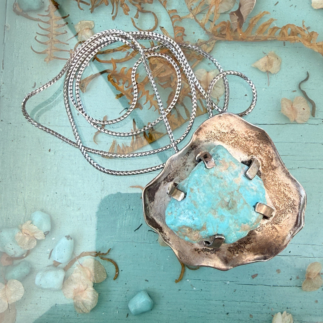 Vintage Sterling Silver Cripple Creek Turquoise Necklace