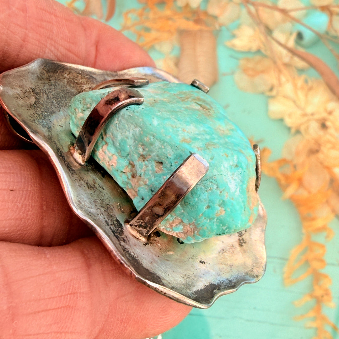 Vintage Sterling Silver Cripple Creek Turquoise Necklace
