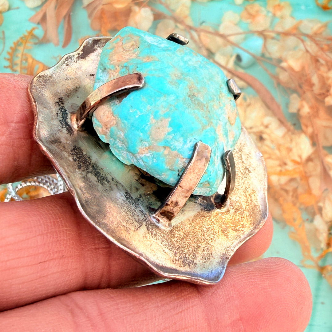 Vintage Sterling Silver Cripple Creek Turquoise Necklace