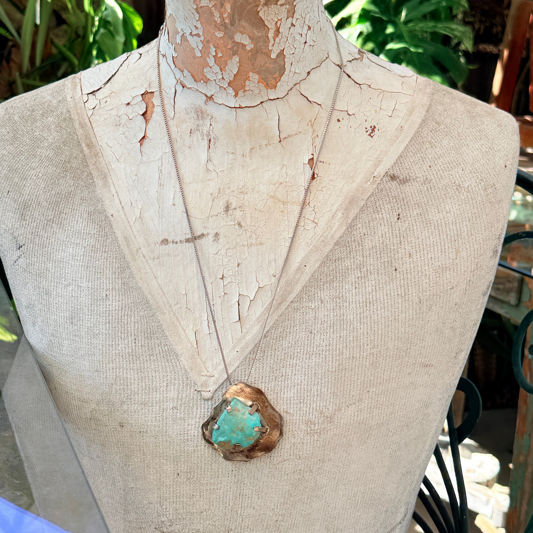 Vintage Sterling Silver Cripple Creek Turquoise Necklace