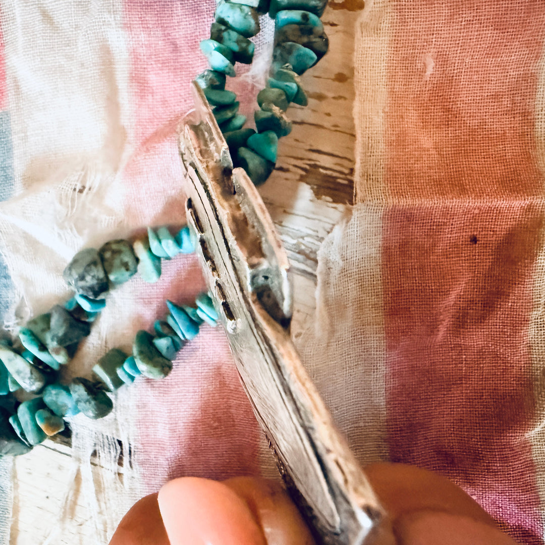 Robert Rogers Sterling Silver Turquoise Dragonfly Cross Necklace