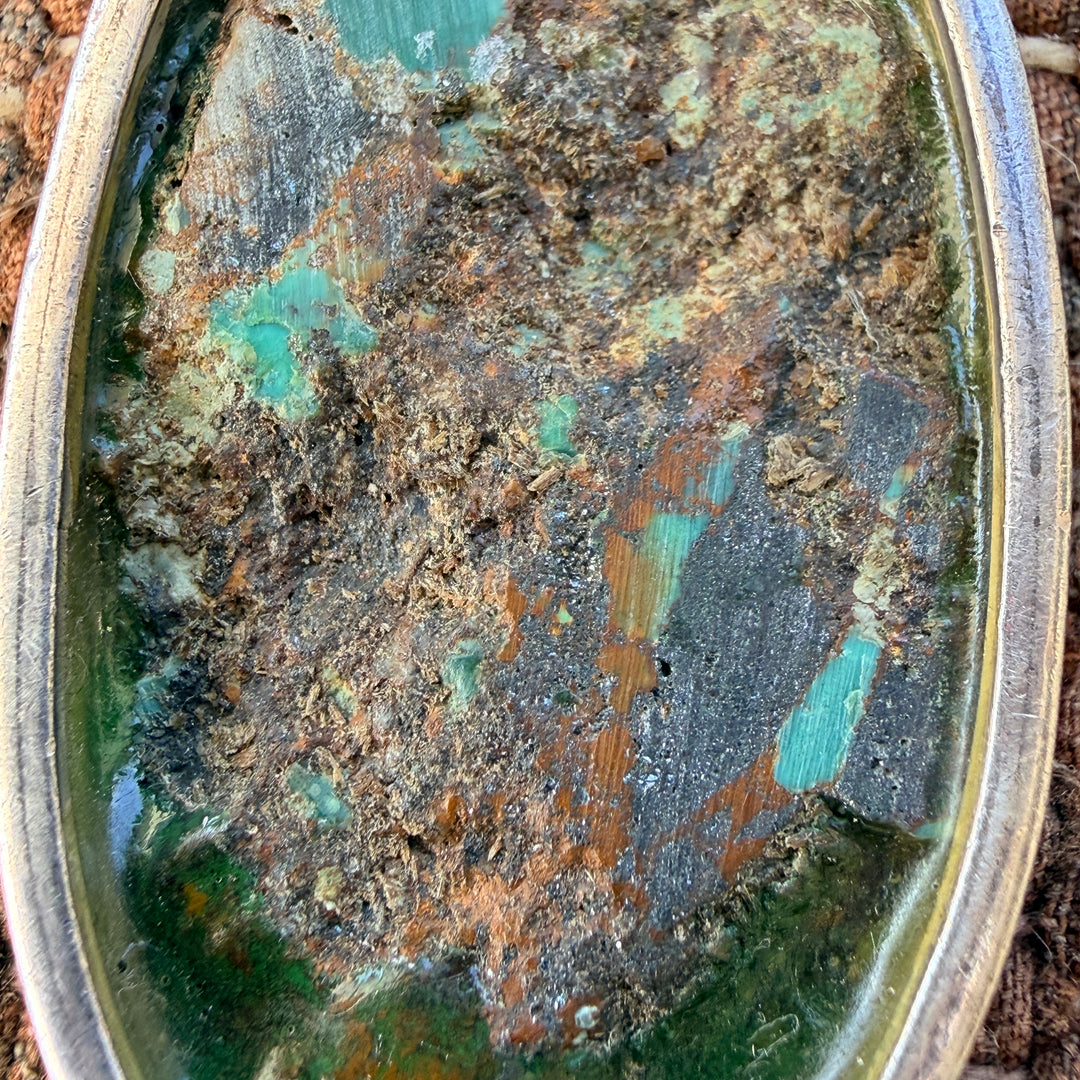 Large Vintage Sterling Silver Turquoise Pendant
