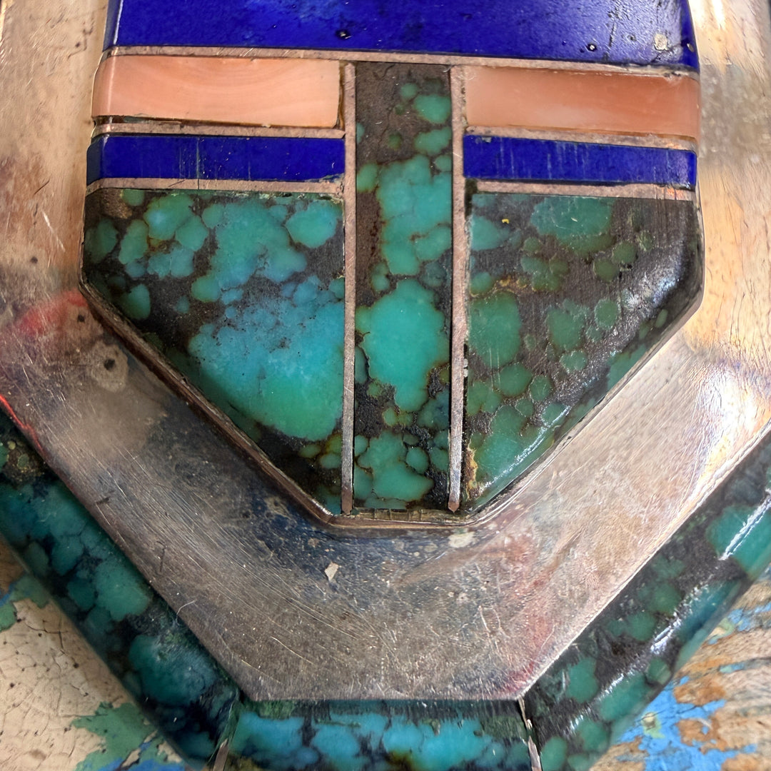 Sterling Silver Turquoise Inlay Pendant Raymond Delgarito