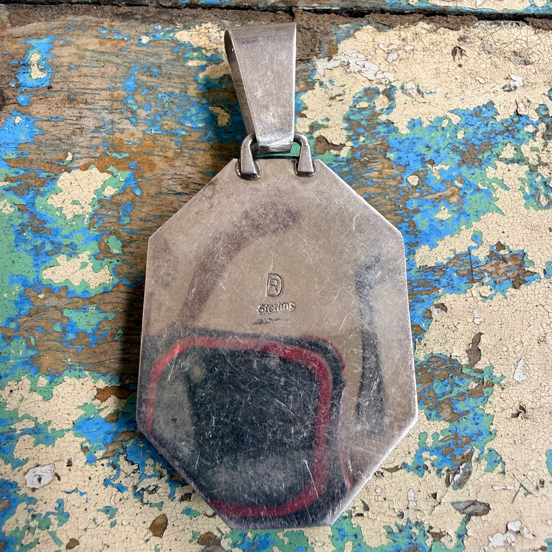 Sterling Silver Turquoise Inlay Pendant Raymond Delgarito