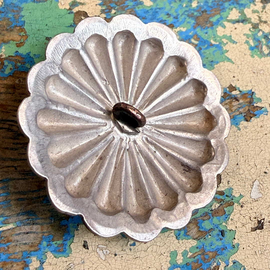 Vintage Navajo Sterling Silver & Turquoise Concho Button