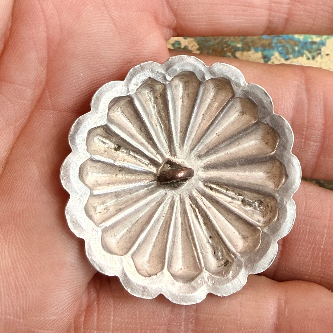 Vintage Navajo Sterling Silver & Turquoise Concho Button