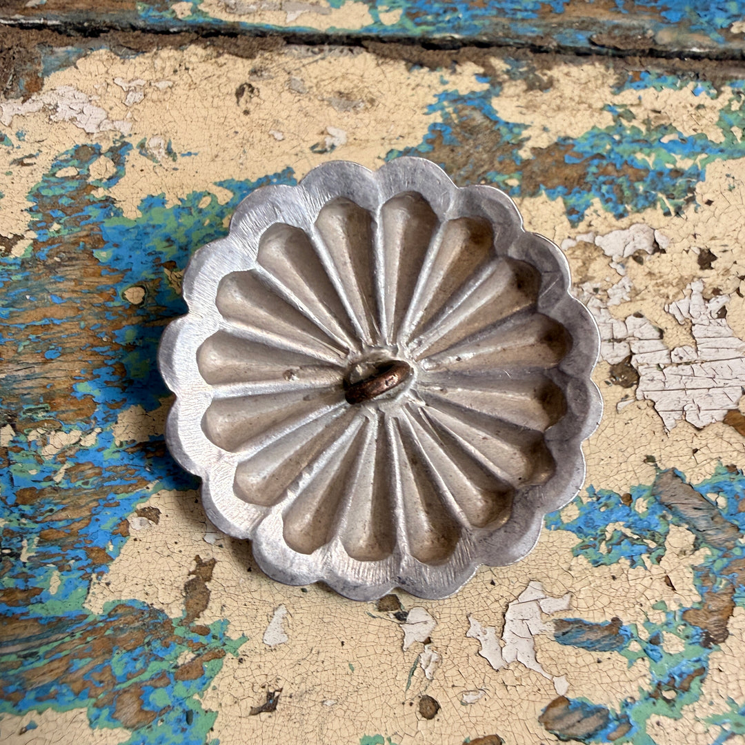 Vintage Navajo Sterling Silver & Turquoise Concho Button