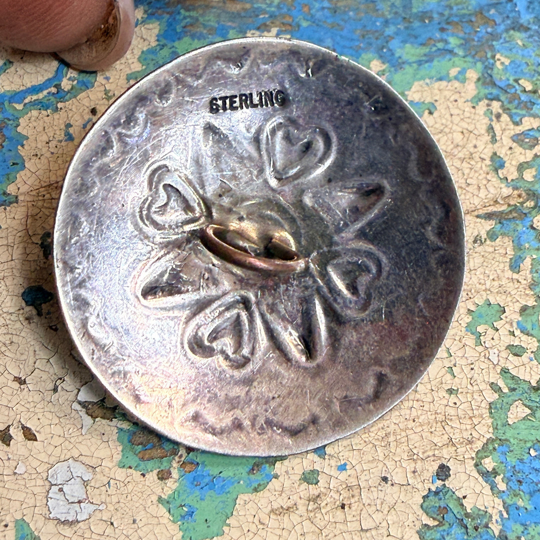 Vintage Navajo Sterling Silver & Turquoise Concho Button