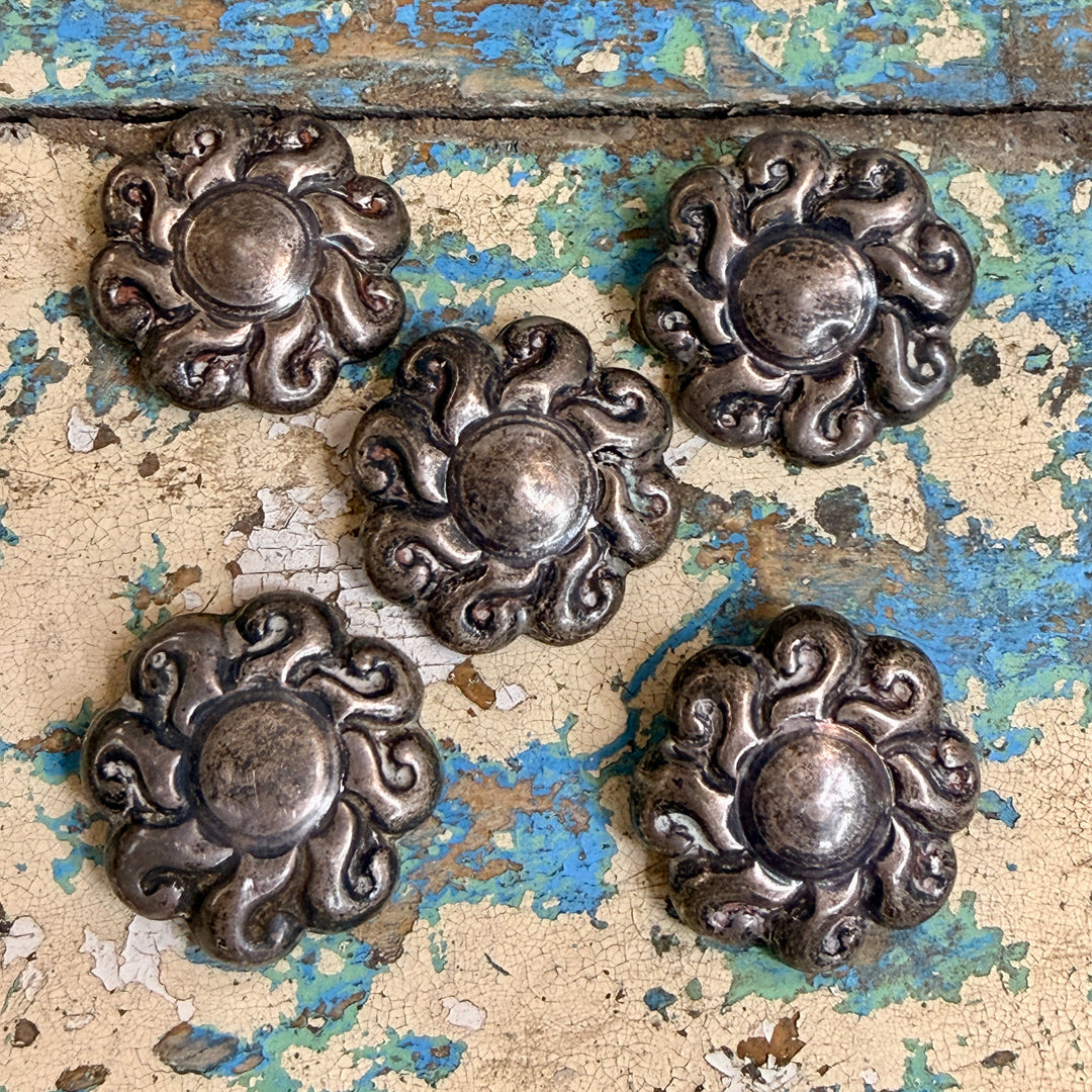 Vintage Mexican Sterling Silver Repouseé Clothing Buttons
