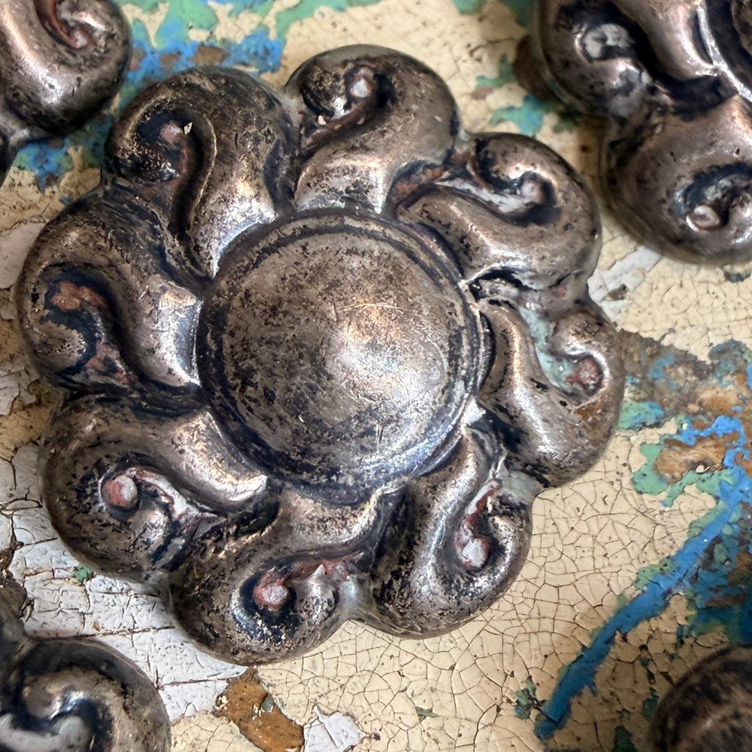 Vintage Mexican Sterling Silver Repouseé Clothing Buttons
