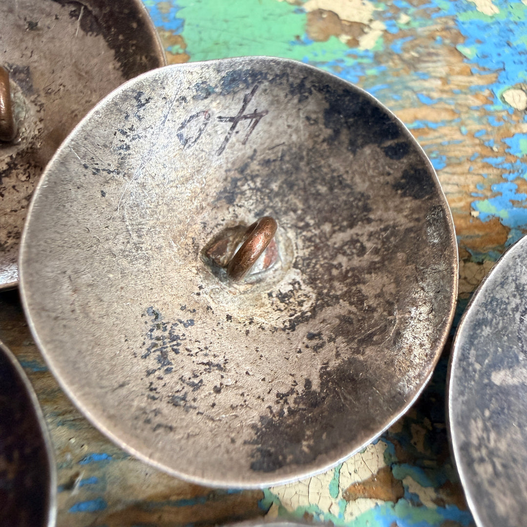 Set of 5 Handmade Navajo Sterling Silver Stamped Clothing Buttons