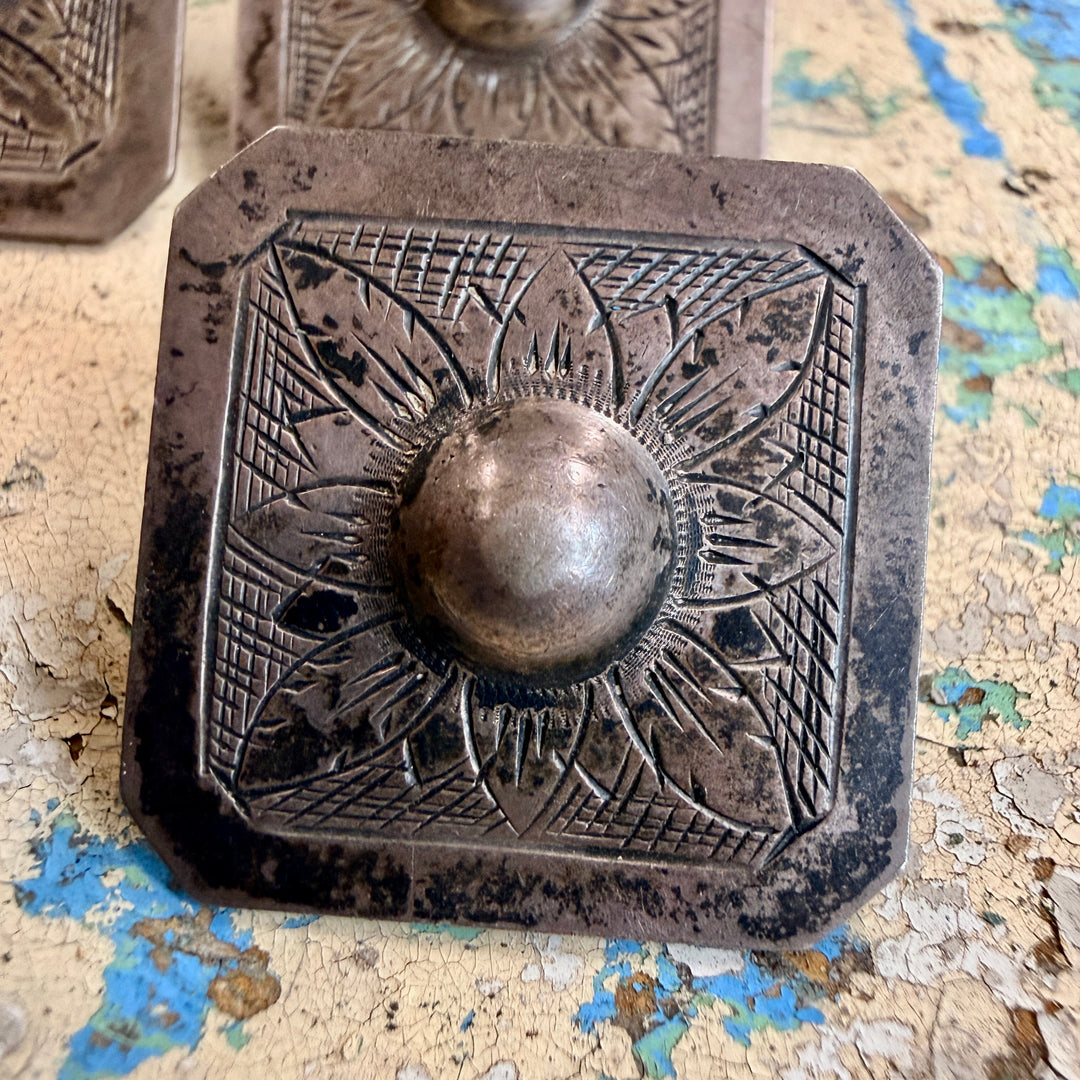 Set of 5 Hand Etched Sterling Silver Clothing Buttons