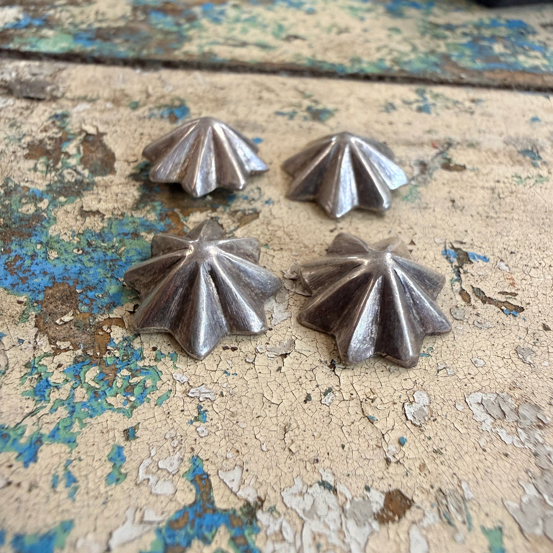 Set of 4 Handmade Navajo Sterling Silver Fluted Clothing Buttons