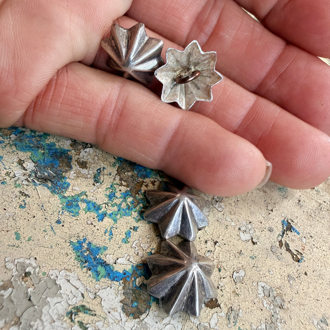 Set of 4 Handmade Navajo Sterling Silver Fluted Clothing Buttons