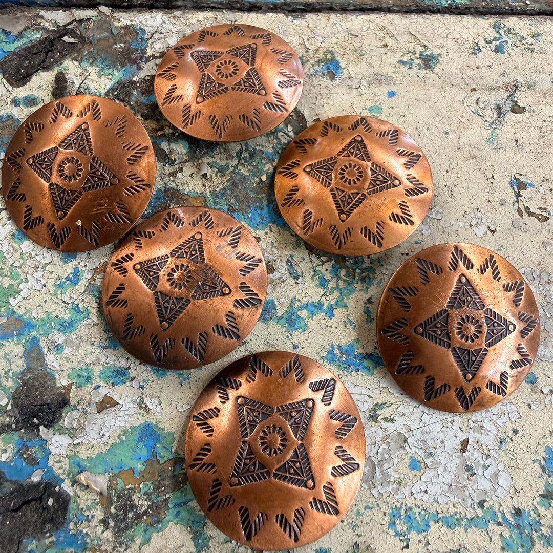 Set of 6 Vintage Solid Copper Southwestern Clothing Buttons