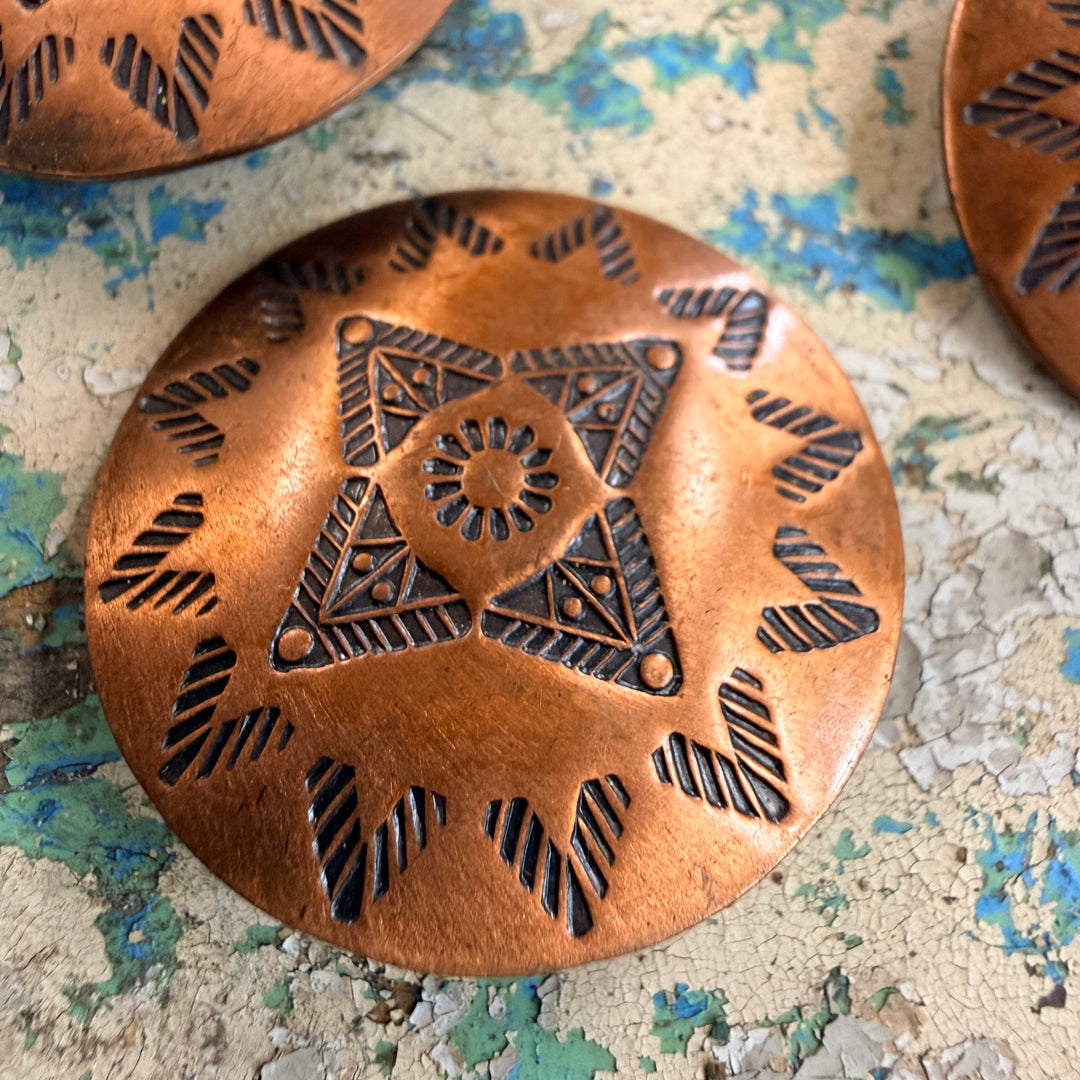 Set of 6 Vintage Solid Copper Southwestern Clothing Buttons