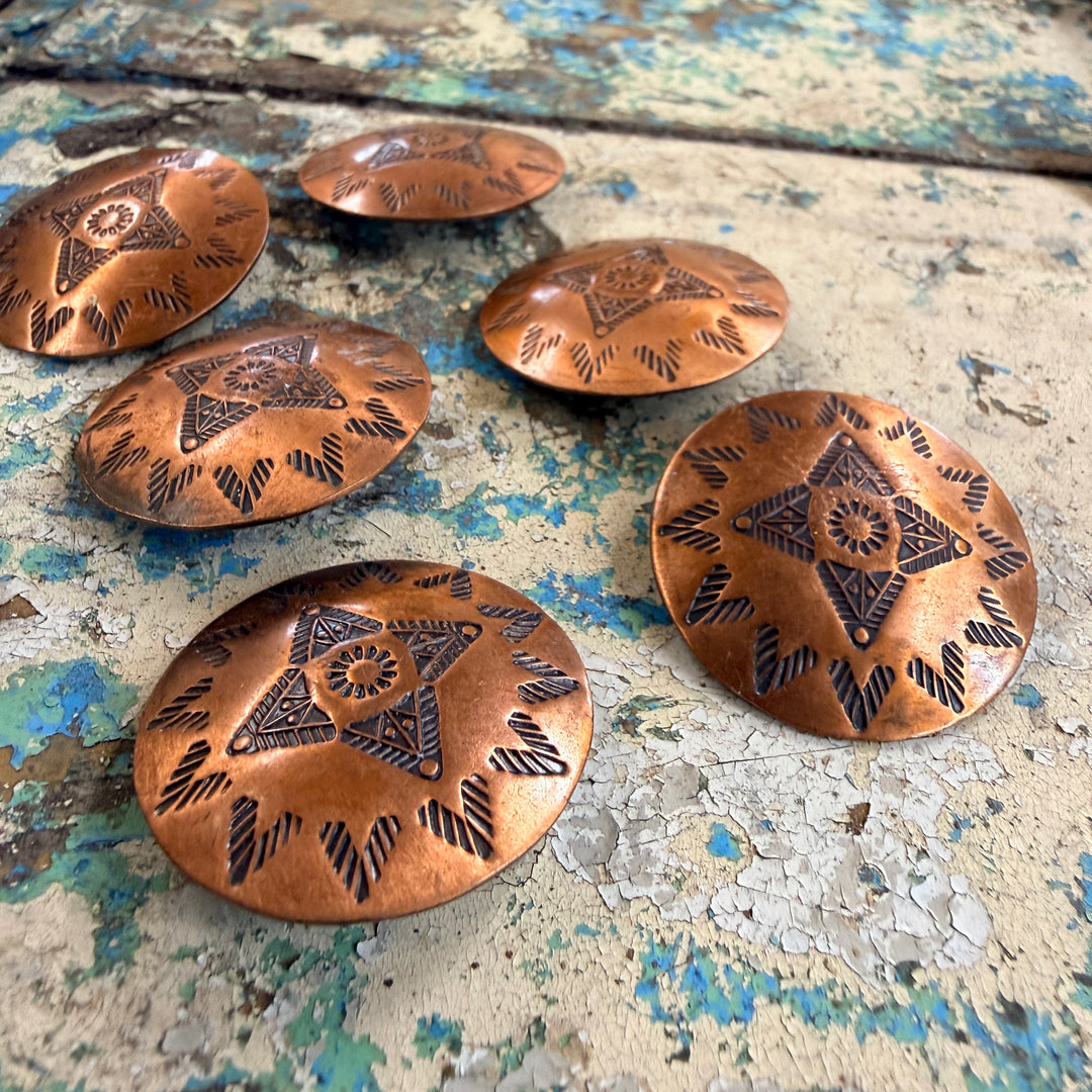 Set of 6 Vintage Solid Copper Southwestern Clothing Buttons