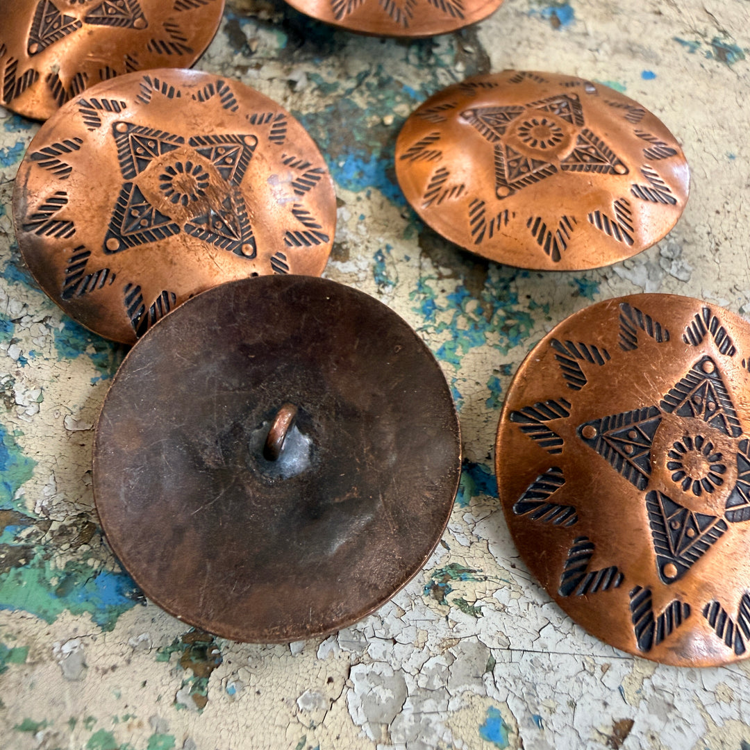 Set of 6 Vintage Solid Copper Southwestern Clothing Buttons