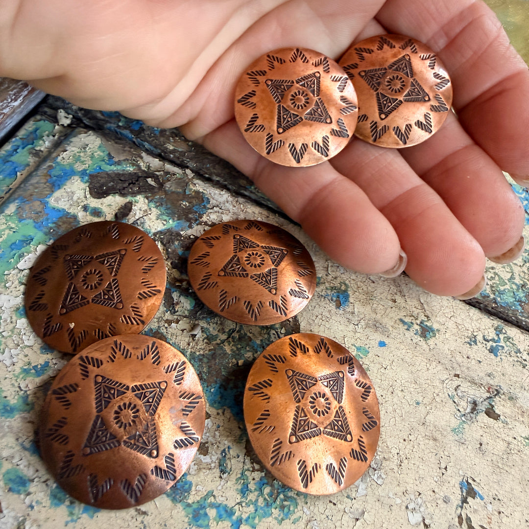 Set of 6 Vintage Solid Copper Southwestern Clothing Buttons