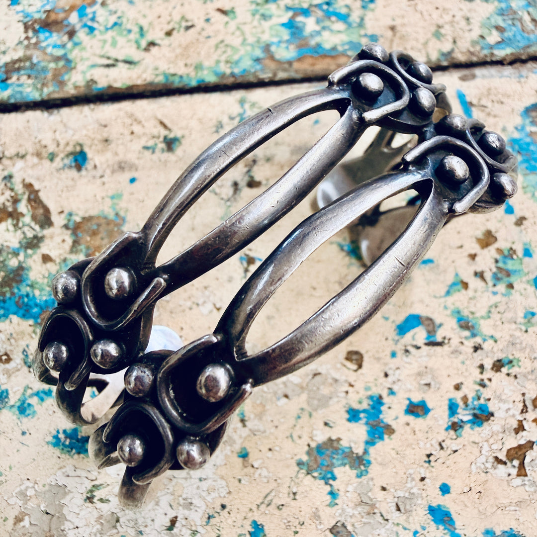 Vintage Sterling Silver Openwork Cuff Bracelet Mexico