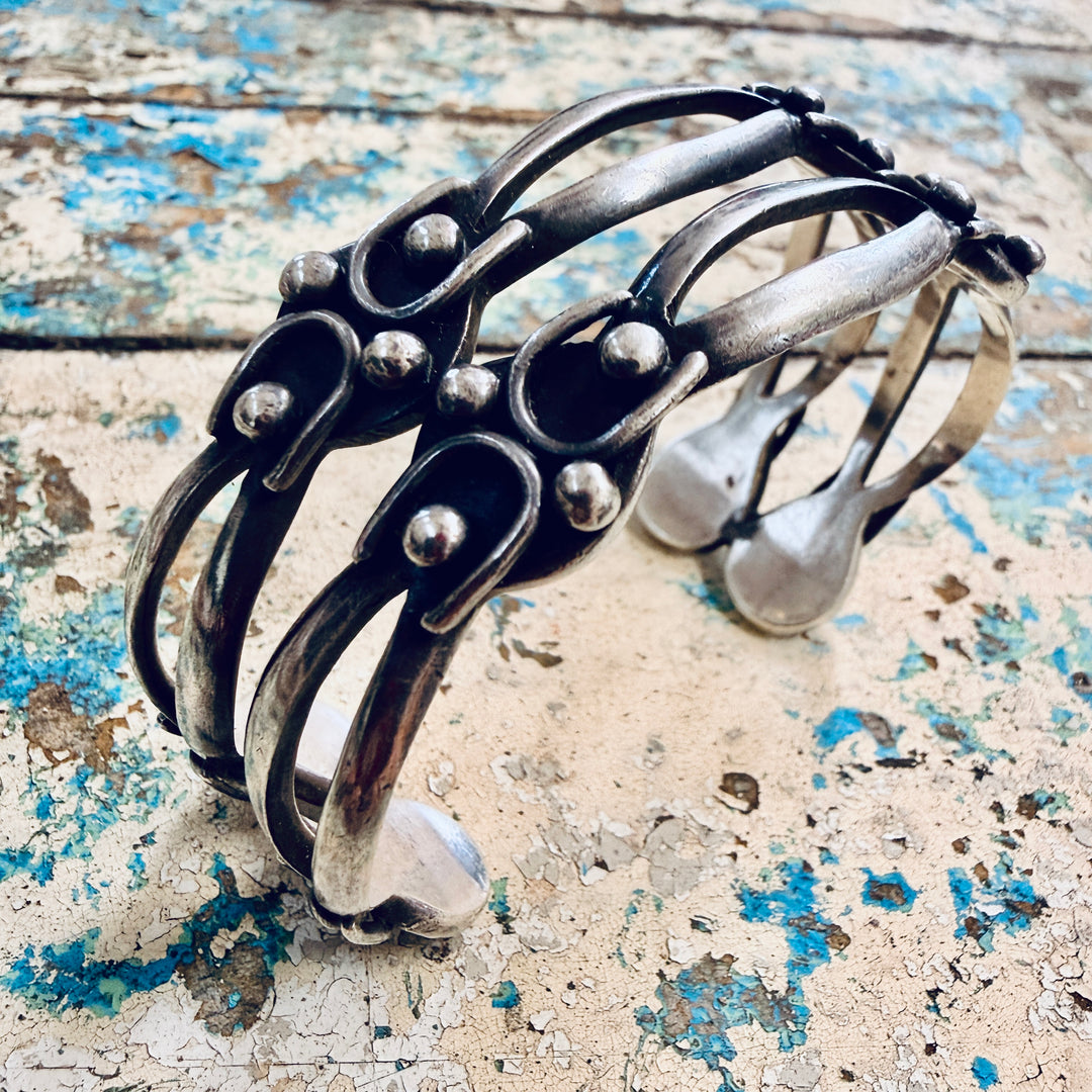 Vintage Sterling Silver Openwork Cuff Bracelet Mexico