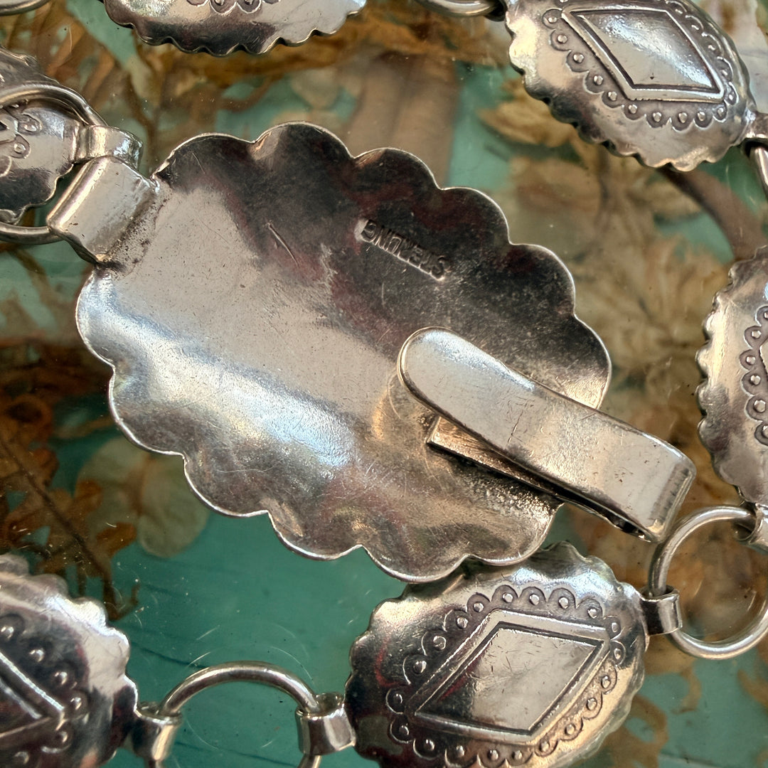 Old Navajo Wrought Sterling Silver Concho Belt