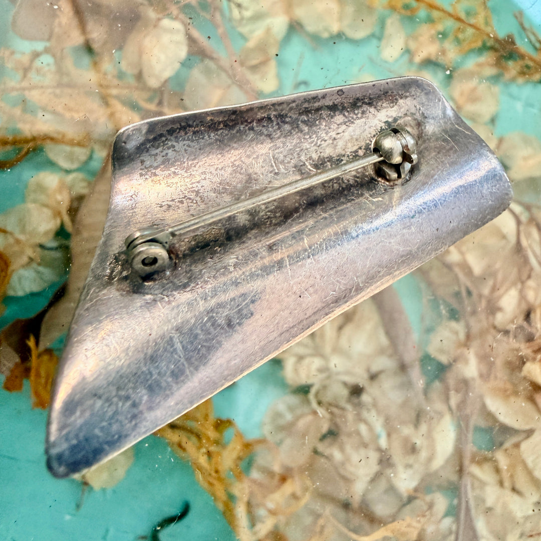 Navajo Sterling Silver Pin Stamped Tourmaline & Chrysoprase