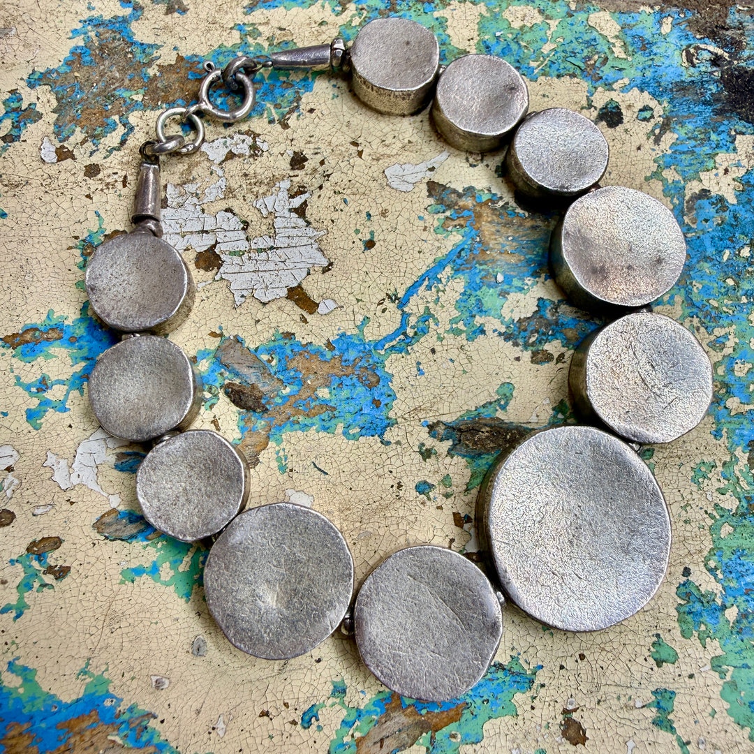 Vintage Artisan Made Sterling Silver Medallion Bracelet