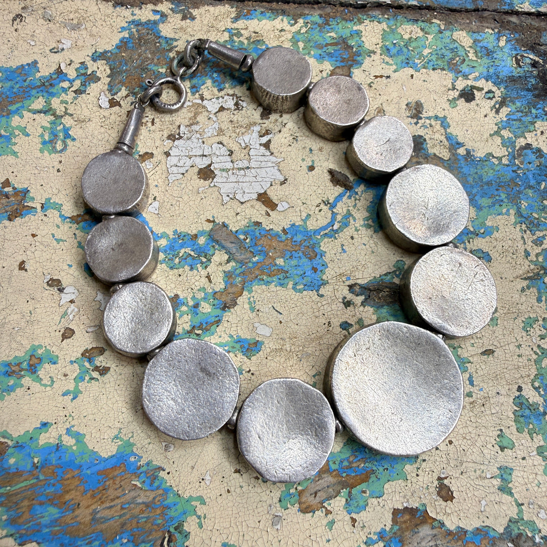 Vintage Artisan Made Sterling Silver Medallion Bracelet