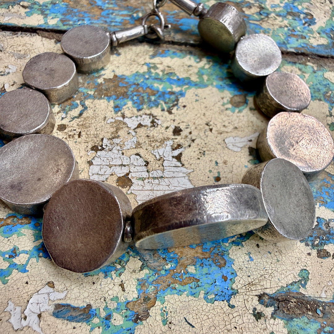 Vintage Artisan Made Sterling Silver Medallion Bracelet