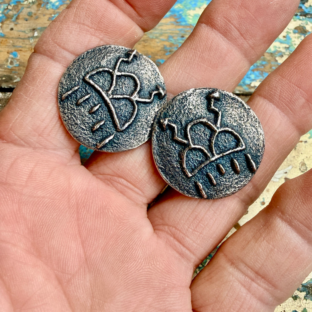 Hopi Steve Wikviya LaRance Rain Cloud Earrings Sterling Silver Pierced Post