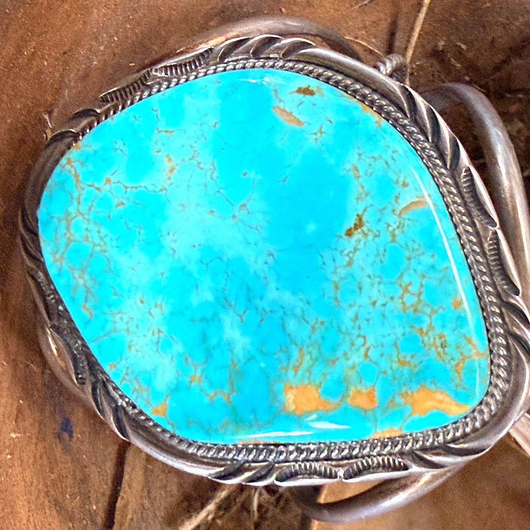 Vintage Navajo Sterling Silver & Turquoise Cuff Bracelet