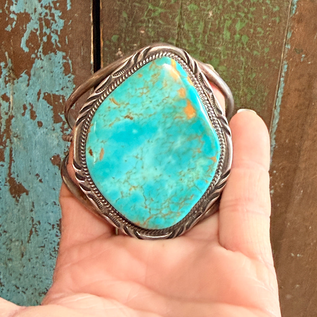 Vintage Navajo Sterling Silver & Turquoise Cuff Bracelet