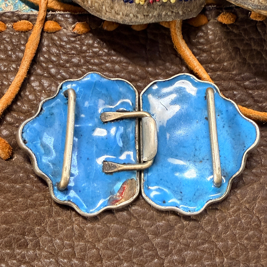 Antique Enamel Floral Japanese Ginbari Cloisonné Buckle