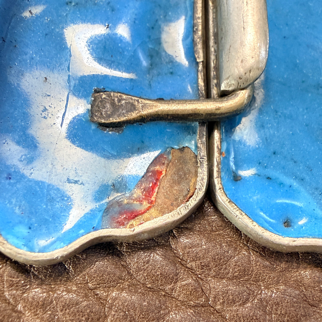 Antique Enamel Floral Japanese Ginbari Cloisonné Buckle