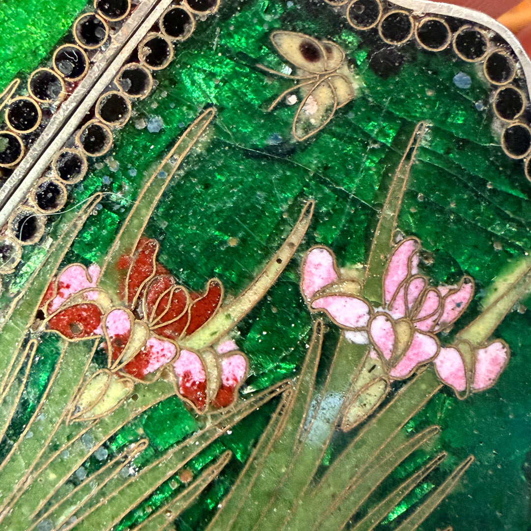 Antique Enamel Floral Japanese Ginbari Cloisonné Buckle