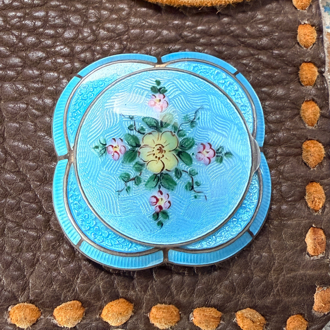Vintage Guilloche Enamel Compact