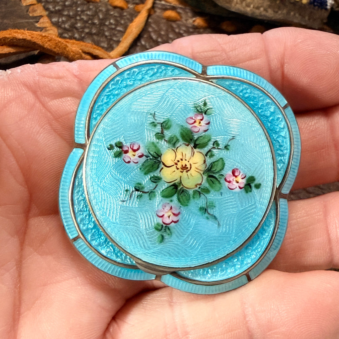 Vintage Guilloche Enamel Compact