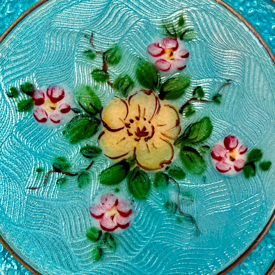Vintage Guilloche Enamel Compact
