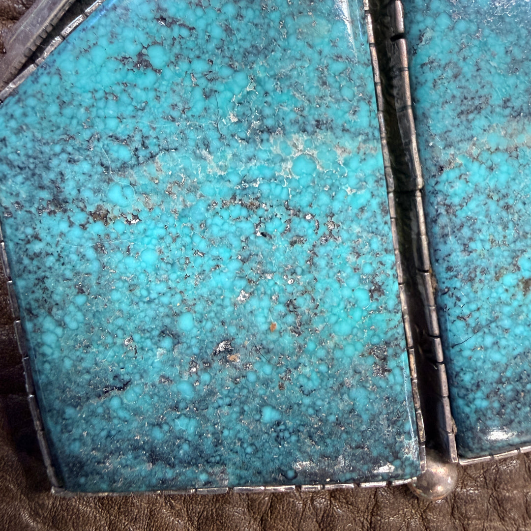 Rare Sterling Silver Natural Turquoise Double Panel Pendant Ray Delgarito