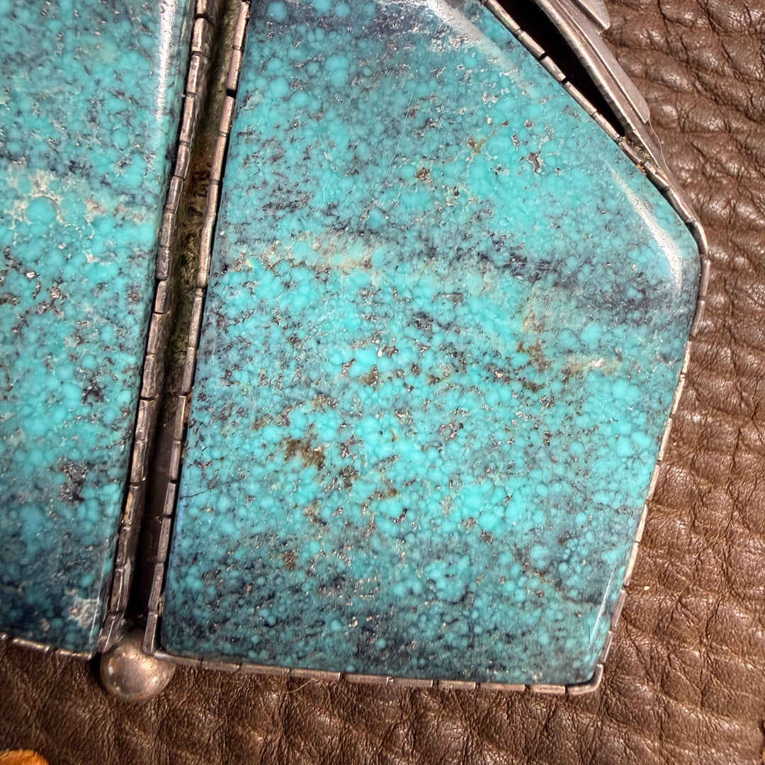 Rare Sterling Silver Natural Turquoise Double Panel Pendant Ray Delgarito