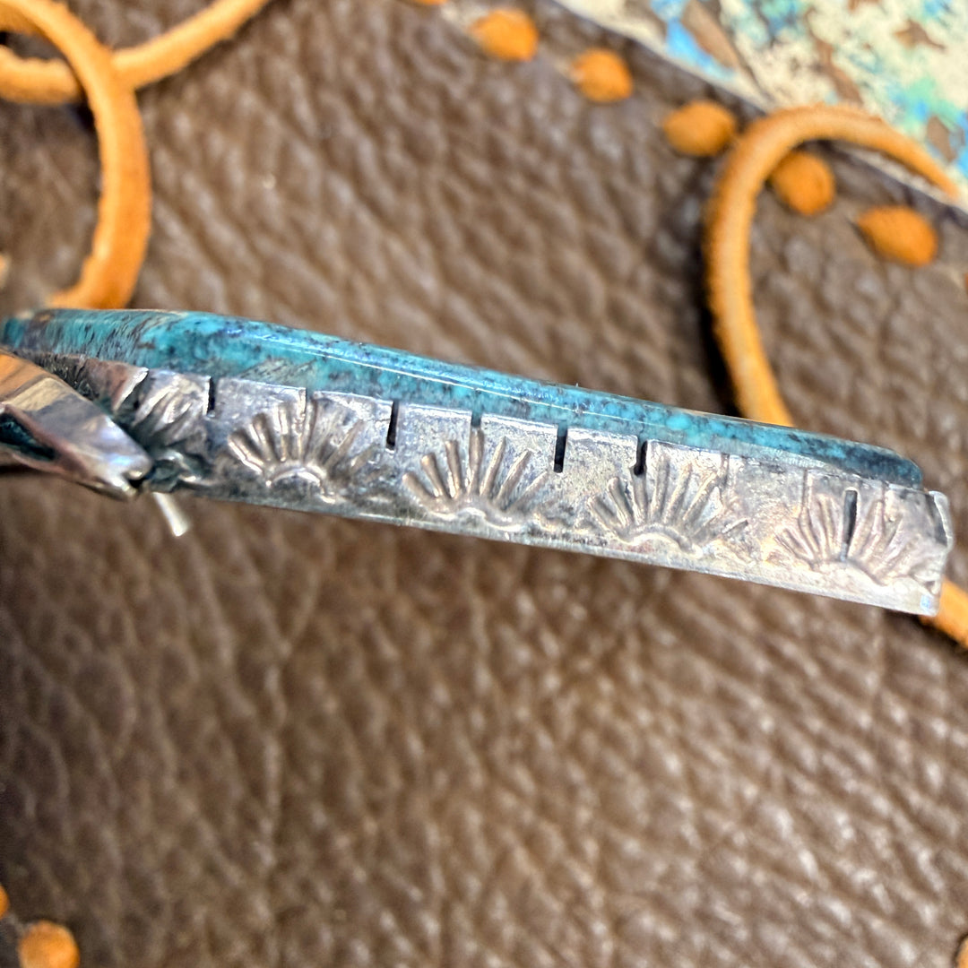 Rare Sterling Silver Natural Turquoise Double Panel Pendant Ray Delgarito