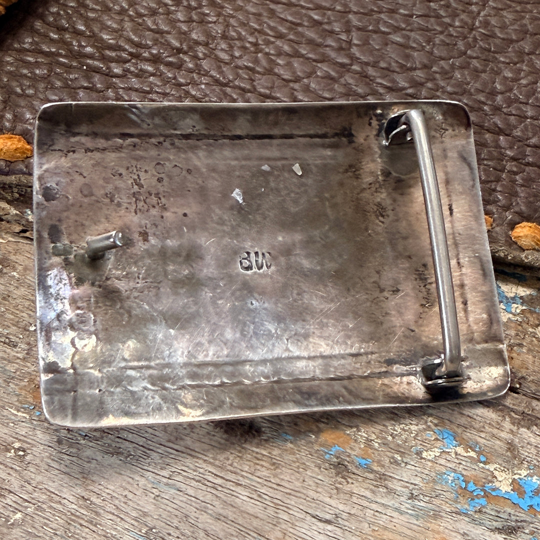 Vintage Sterling Silver & Turquoise Belt Buckle Navajo