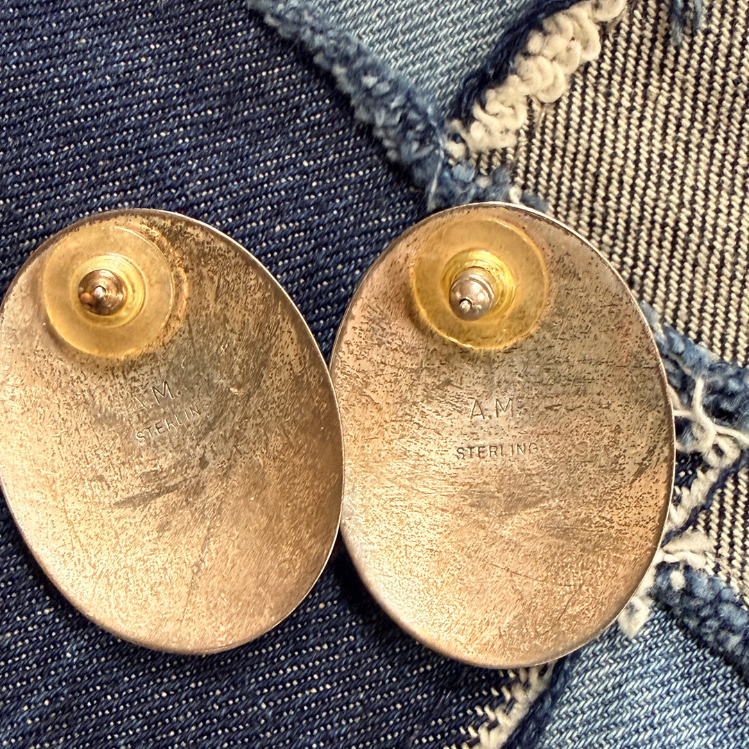 Navajo Sterling Silver & Turquoise Pierced Post Earrings