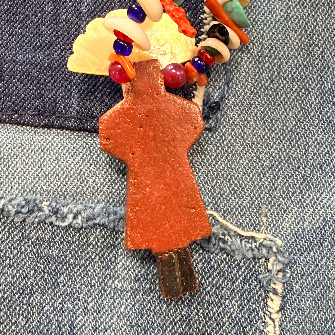 Native American Beaded Bird Kachina Necklace Turquoise